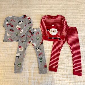 Carter’s 5T Kids Christmas Pajama Set Bundle Holiday Santa Penguin Sleepwear